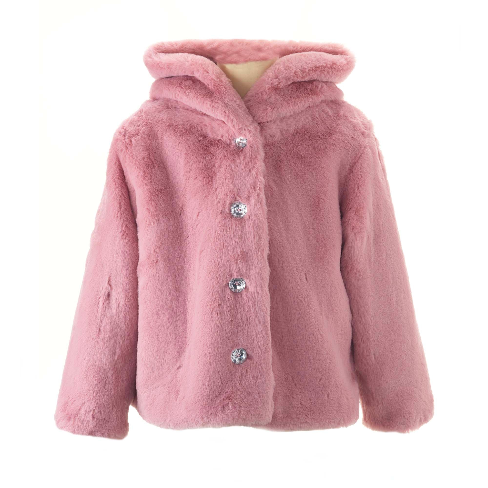 Pink rabbit fur jacket hotsell