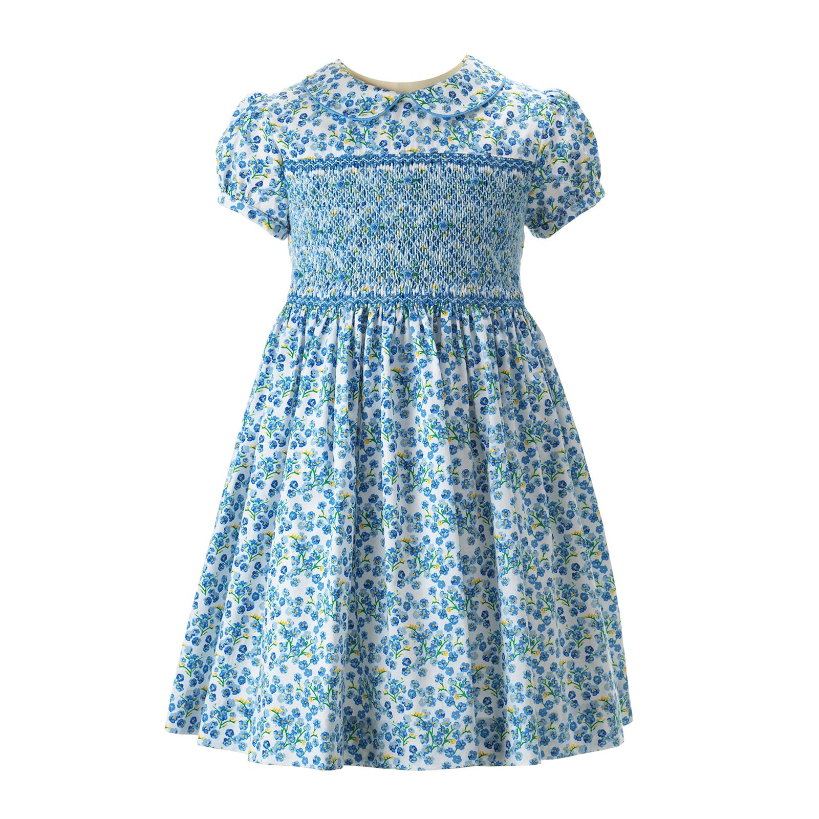 Blue Forget Me Not Smocked Dress