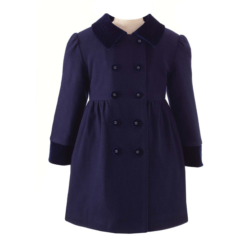 Navy Velvet Trim Coat