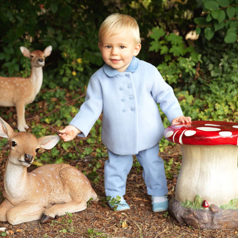 Blue Velvet Trim Pram Coat