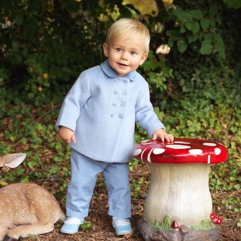 Blue Velvet Trim Pram Coat