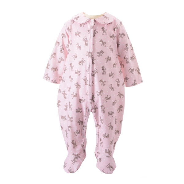 Pink Polka Dot Fawn Babygro