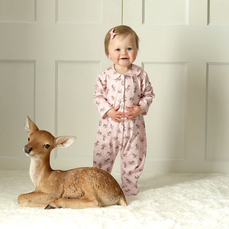 Pink Polka Dot Fawn Babygro