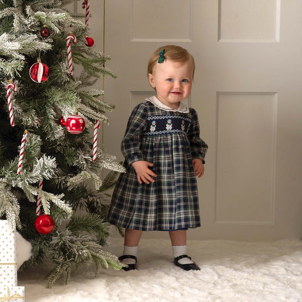 Snowman Smocked Dress & Bloomers