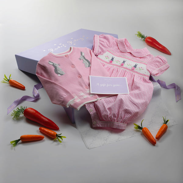 Pink Bunny Smocked Gift Set