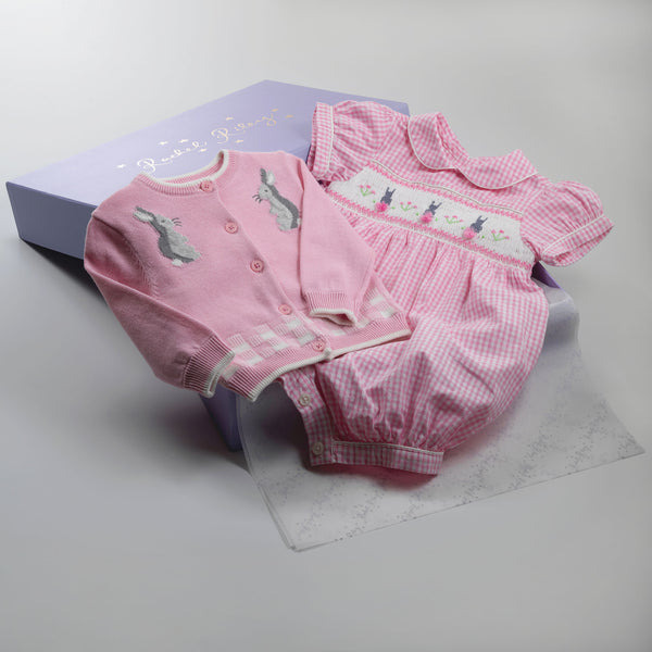 Pink Bunny Smocked Gift Set