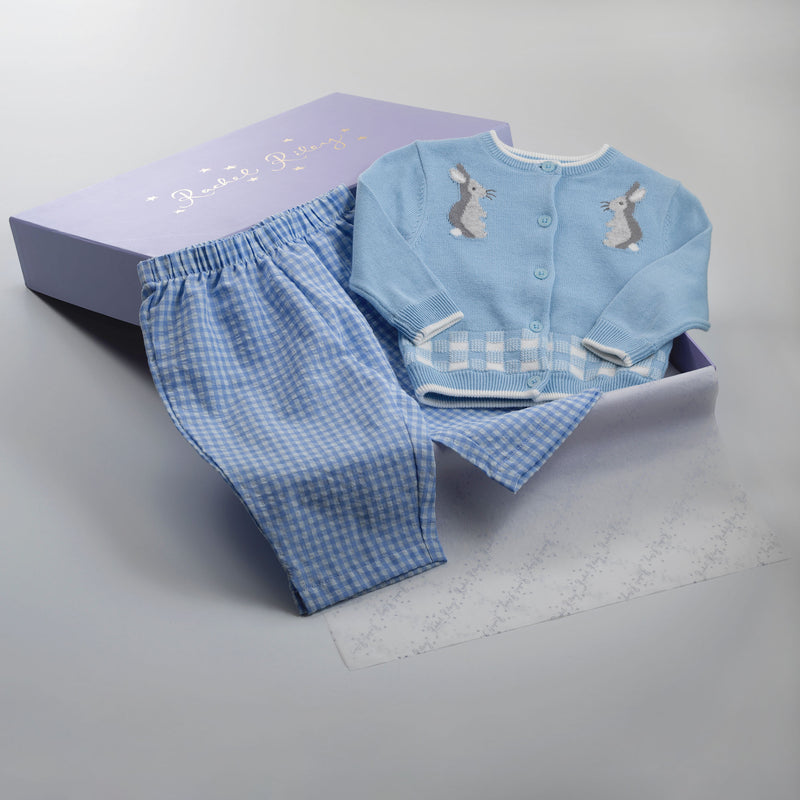 Blue Gingham Bunny Gift Set