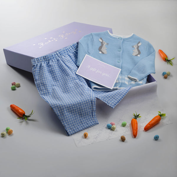 Blue Gingham Bunny Gift Set