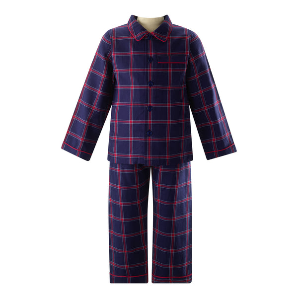 Navy Tartan Check Flannel Classic Pyjamas