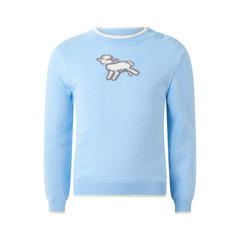 Lamb Intarsia Sweater, Blue