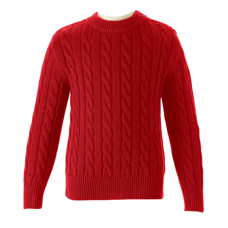 Cable Knit Sweater, Red