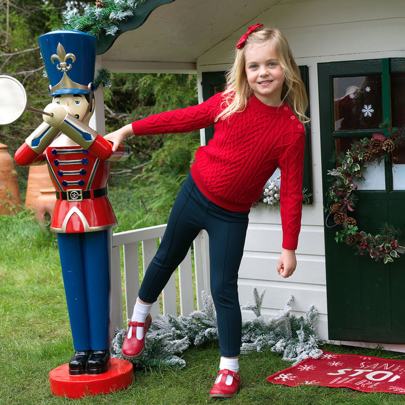 Cable Knit Sweater, Red