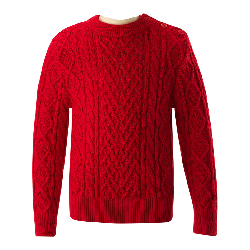 Cable Knit Sweater, Red