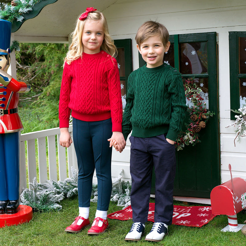 Cable Knit Sweater, Red