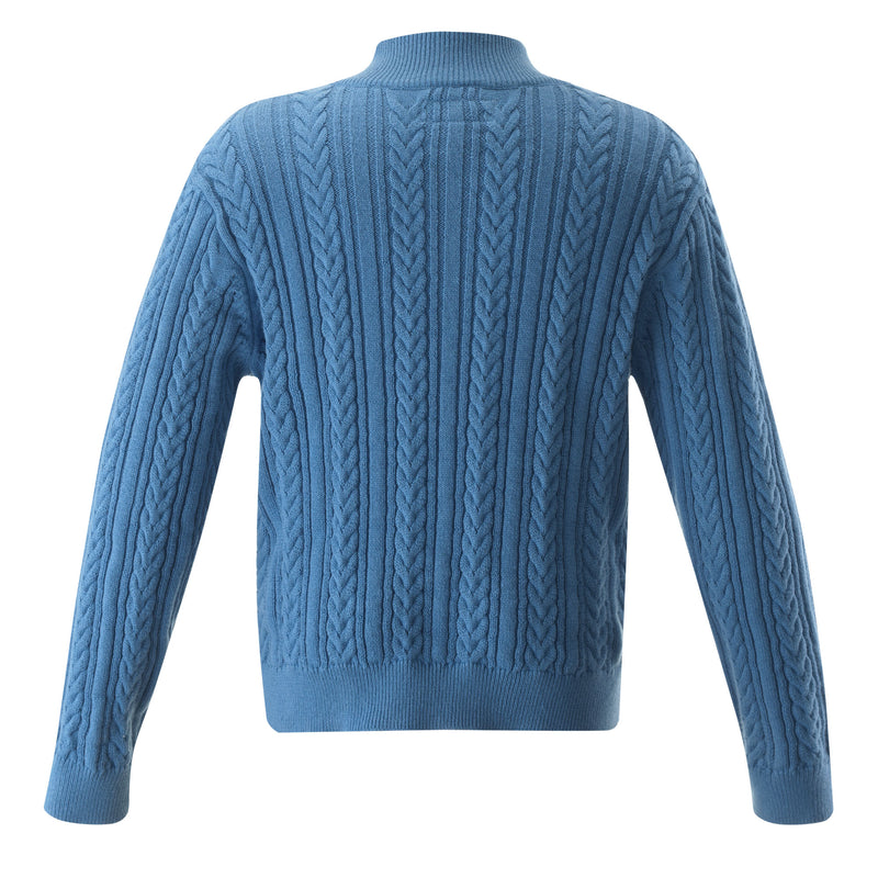 Half-zip Cable Knit Sweater, Blue