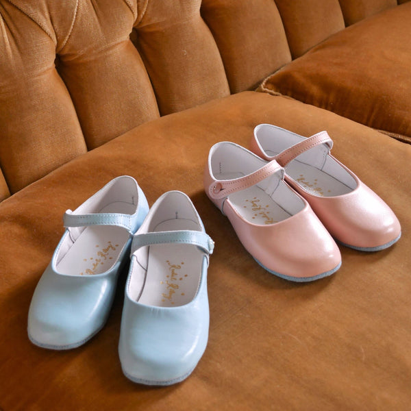 Button Strap Slippers, Pale Pink Patent