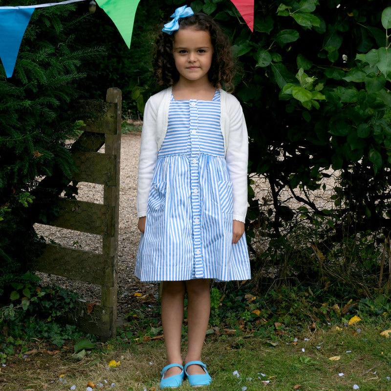 Blue Striped Button-Front Sun Dress