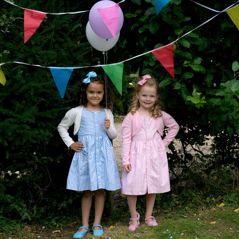 Blue Striped Button-Front Sun Dress