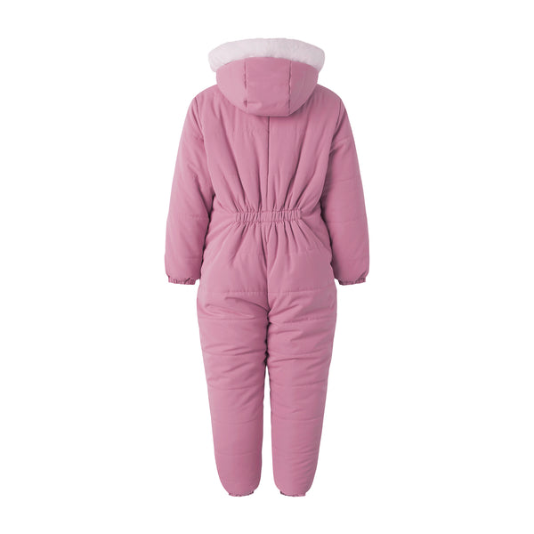 Pink Footless Faux Fur Trim Snowsuit