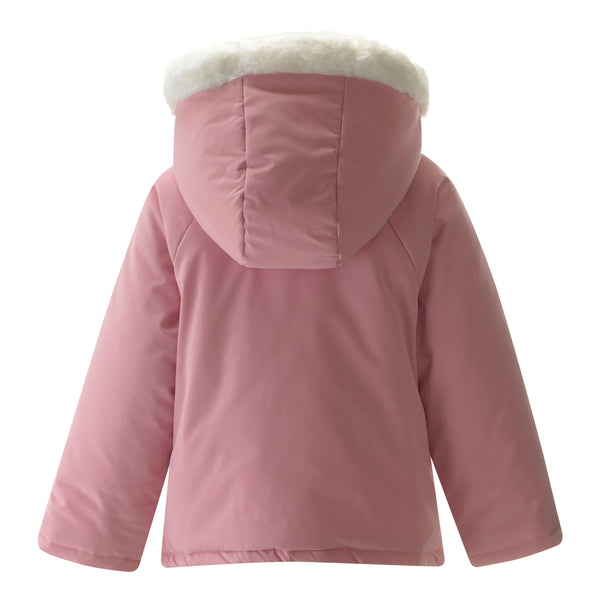 Pink Faux Fur Trim Jacket