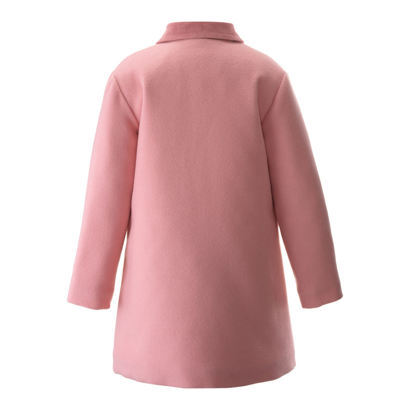 Pink Velvet Trim Dress Coat