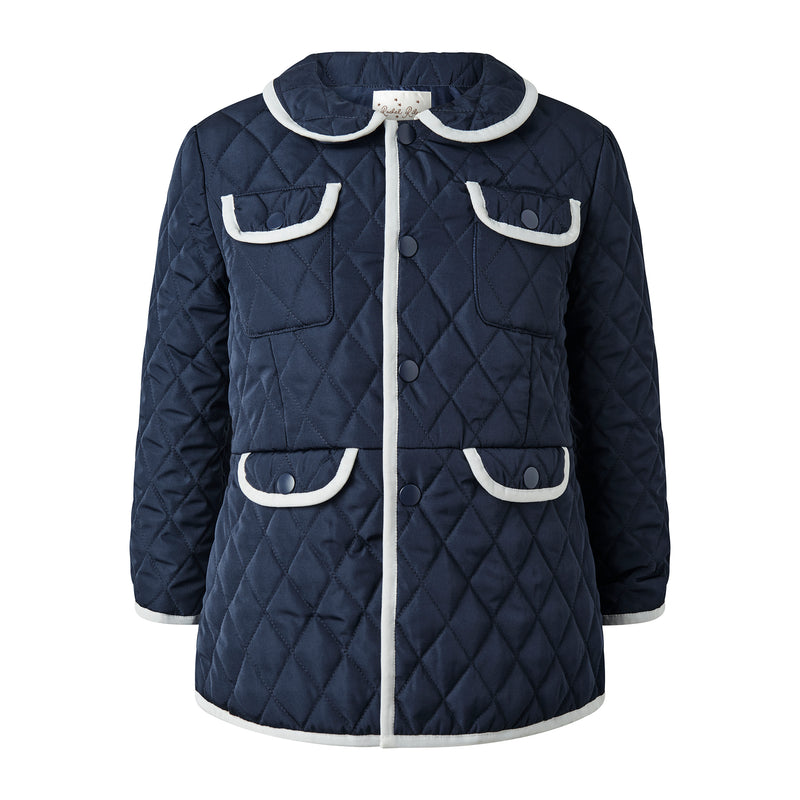 Two-tone Quilted Jacket, Navy