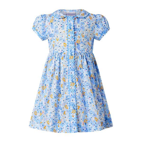 Daisy Button-front Dress, Blue