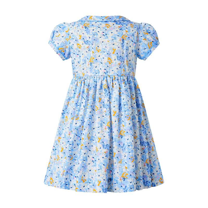 Daisy Button-front Dress, Blue