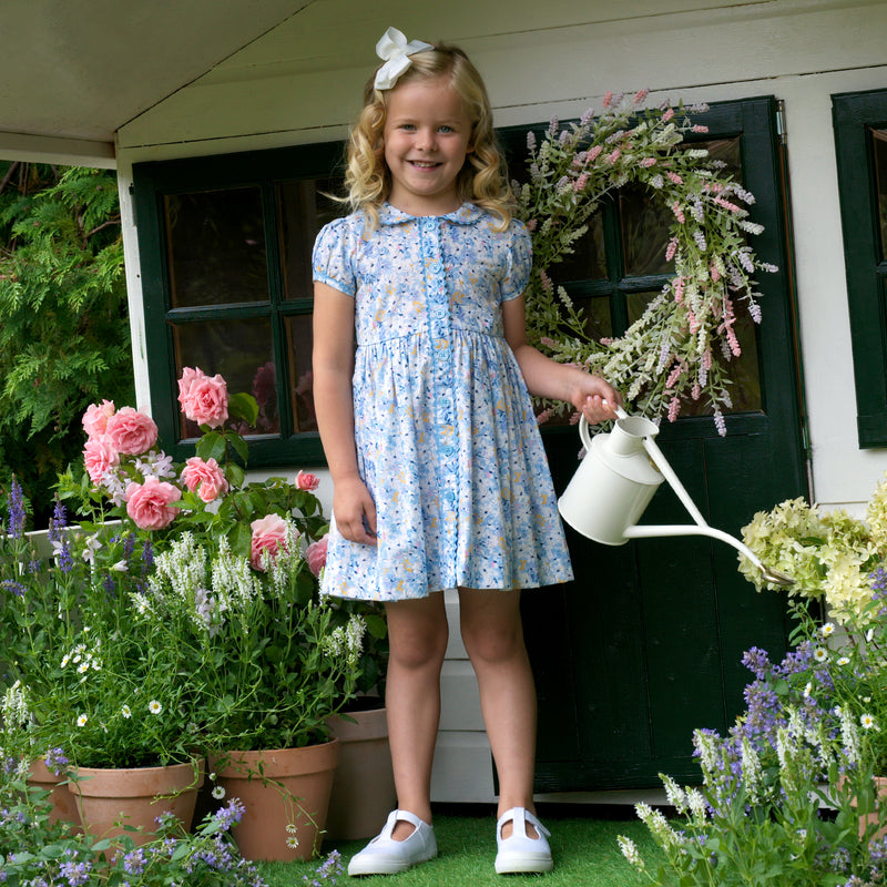 Daisy Button-front Dress, Blue