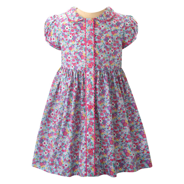 Candy Blue Floral Button-front Dress