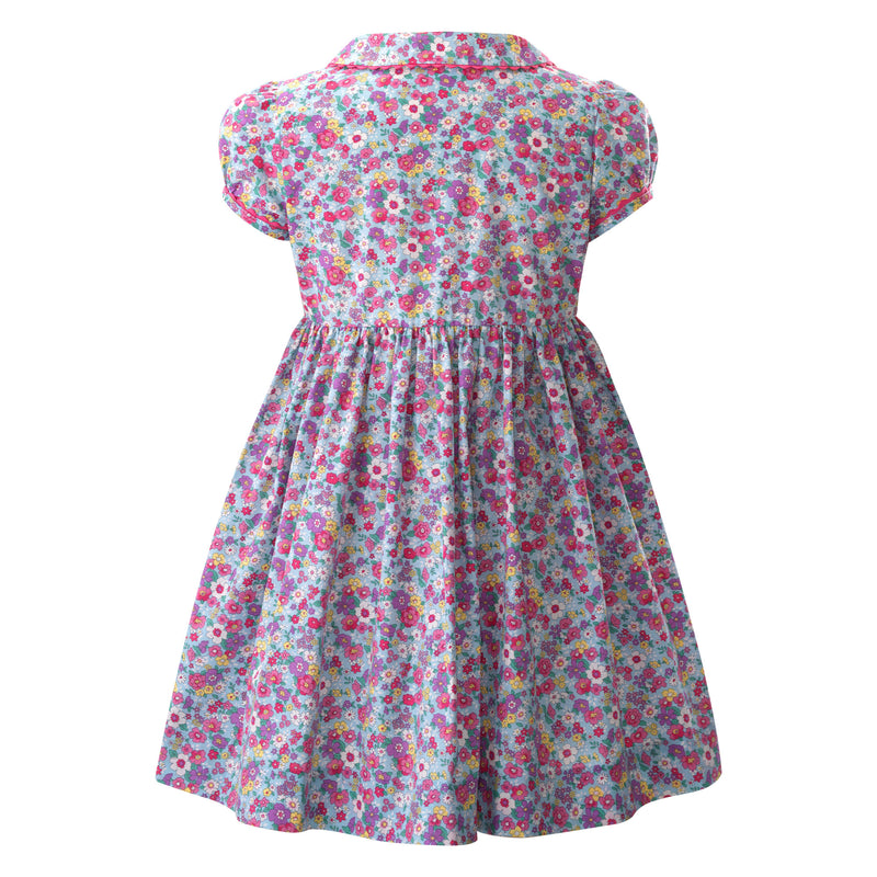 Candy Blue Floral Button-front Dress