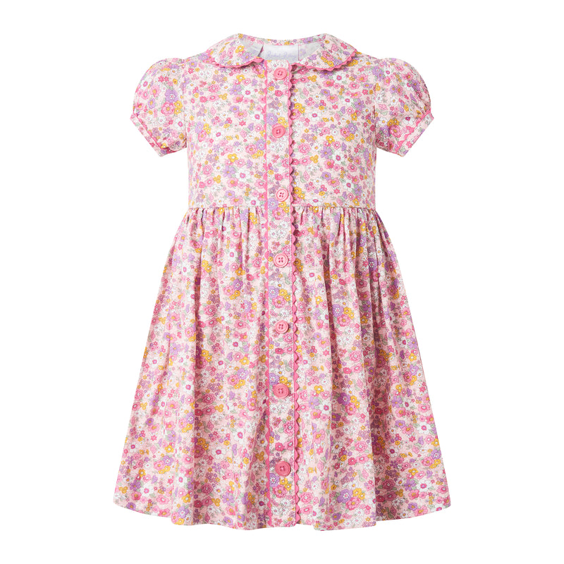 Candy Pink Floral Button-front Dress