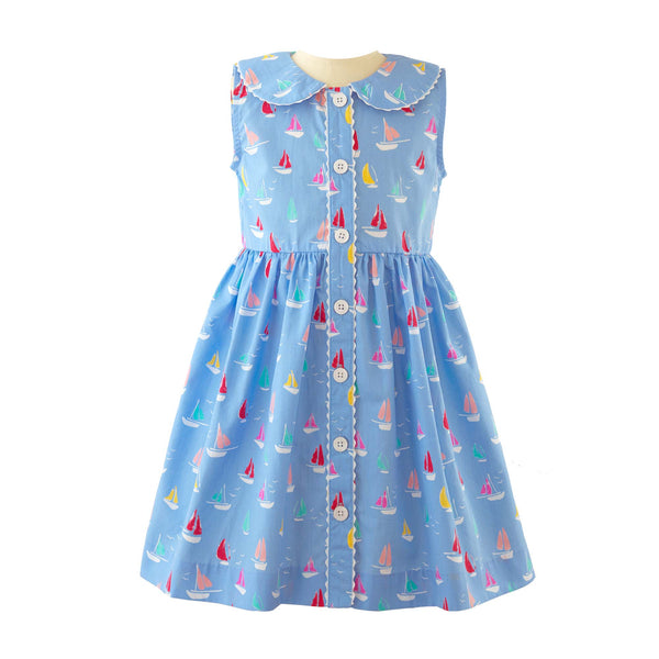 Sailboat Sleeveless Button-front Dress