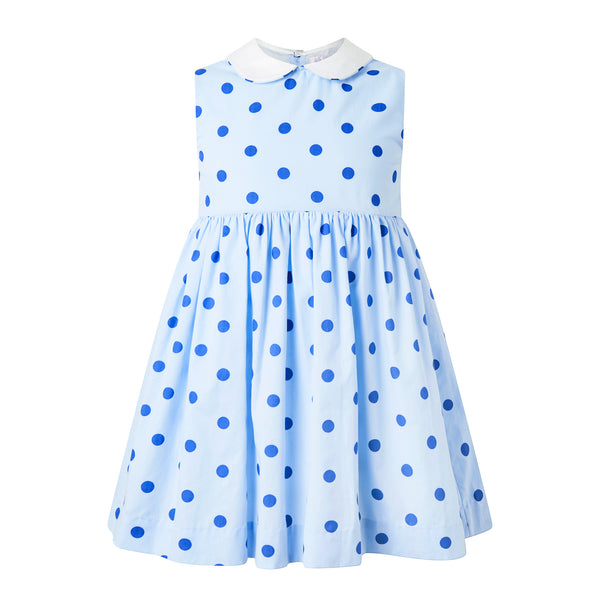 Dot Peter Pan Collar Dress, Blue