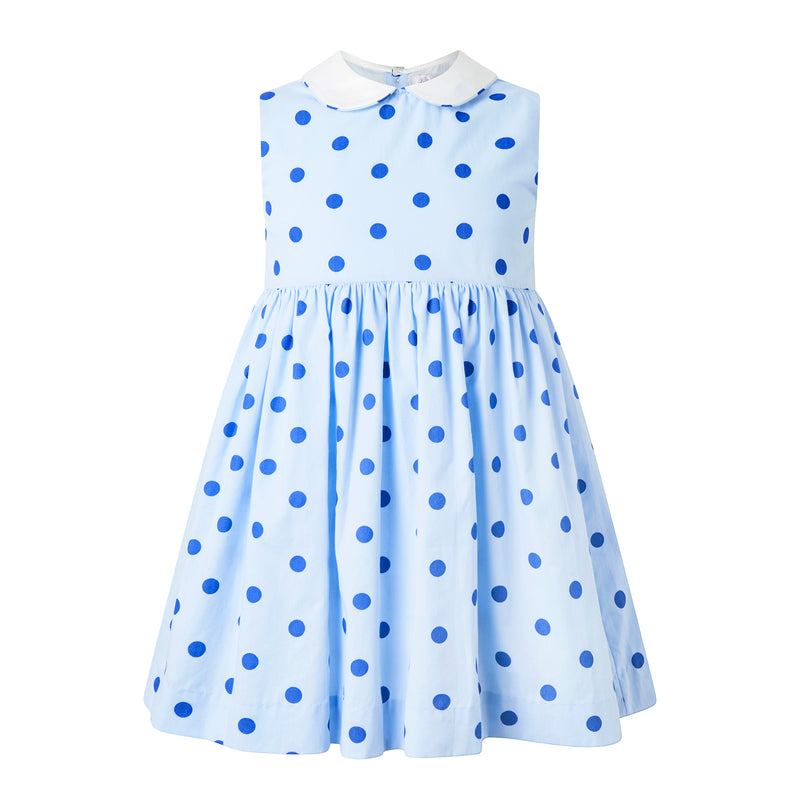 Dot Peter Pan Collar Dress, Blue