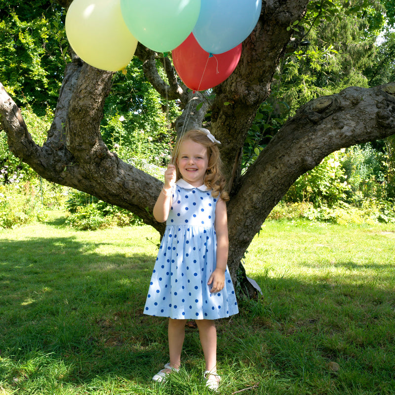 Dot Peter Pan Collar Dress, Blue