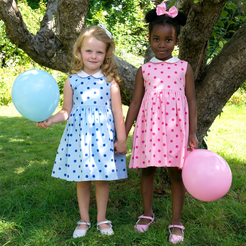 Dot Peter Pan Collar Dress, Blue