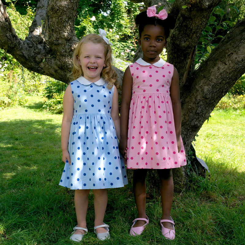 Dot Peter Pan Collar Dress, Pink