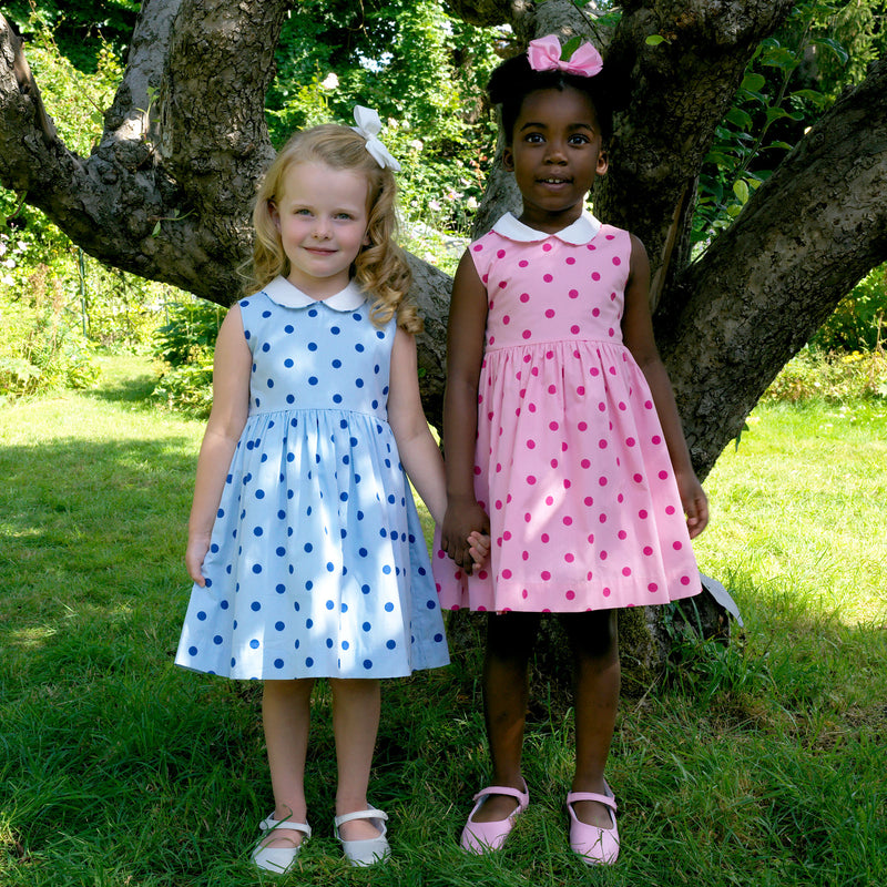 Dot Peter Pan Collar Dress, Pink