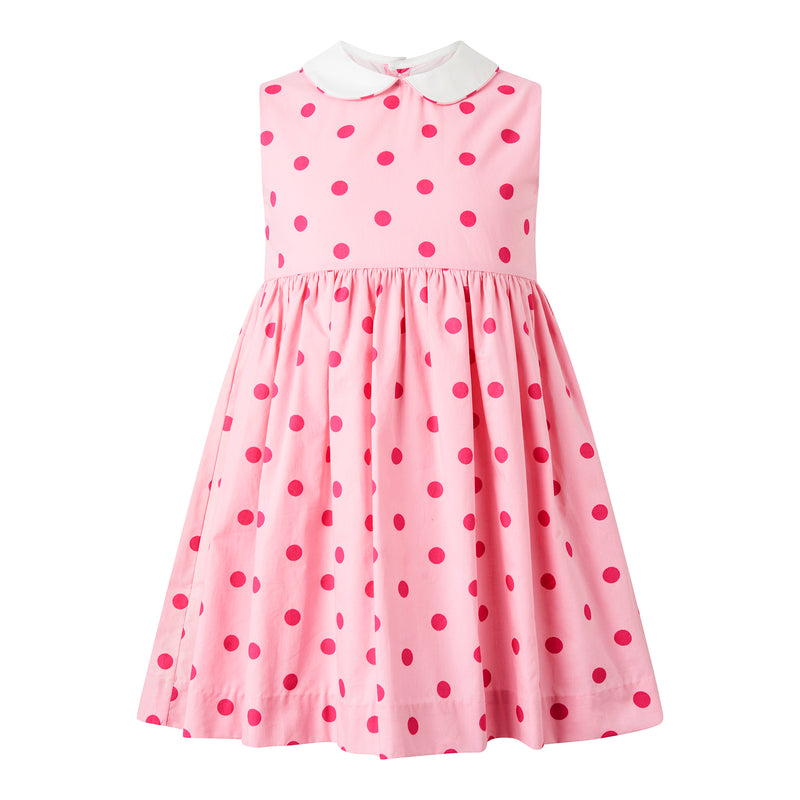 Dot Peter Pan Collar Dress, Pink