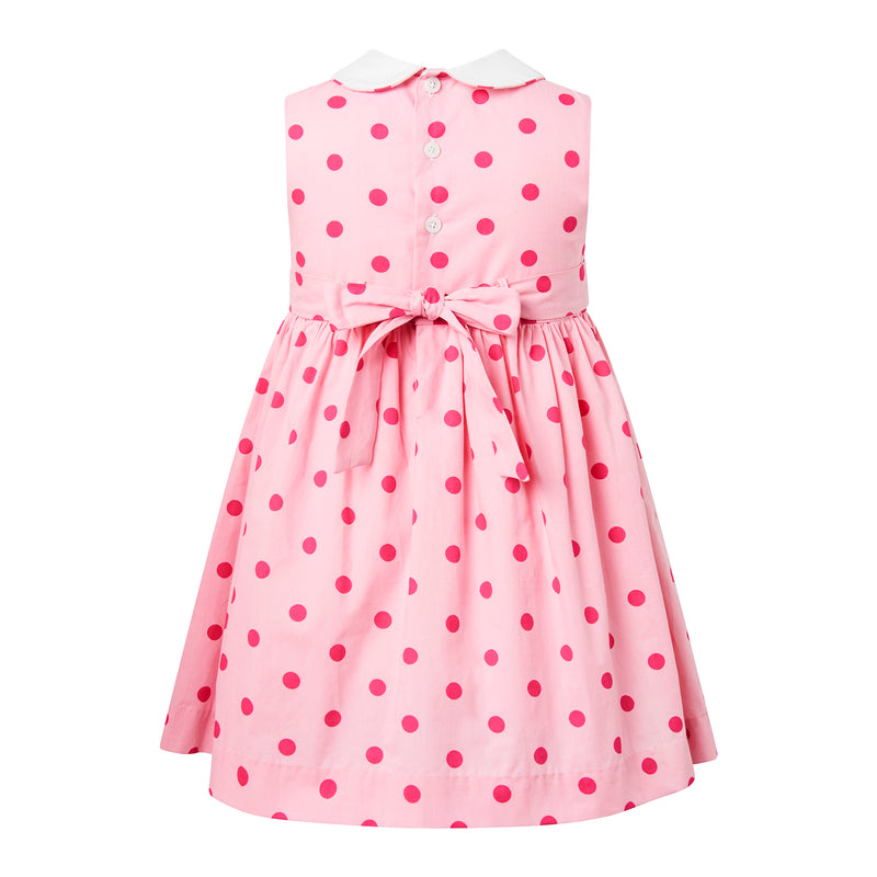 Dot Peter Pan Collar Dress, Pink