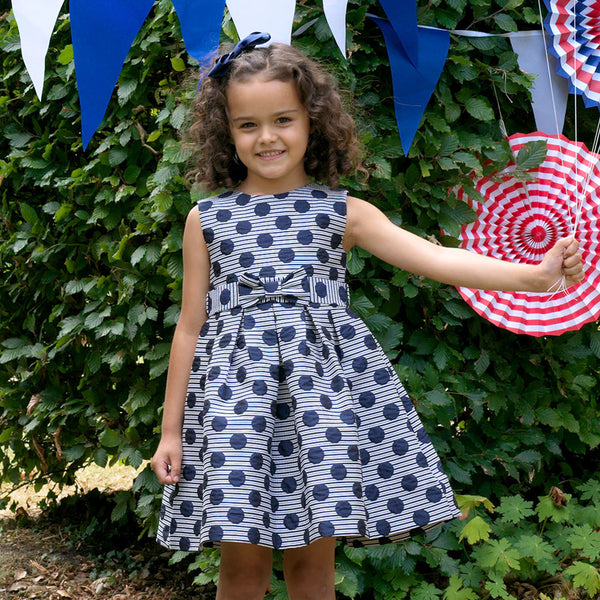 Dotty Stripe Damask Dress