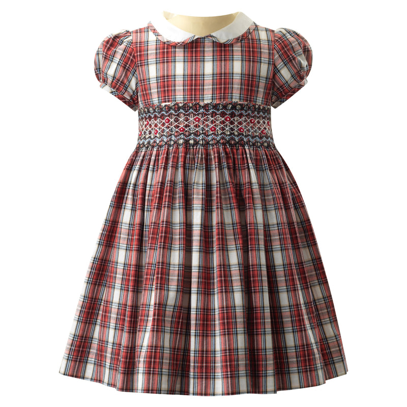 Peter Pan Collar Tartan Smocked Dress