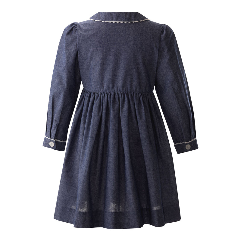 Chambray Long Sleeve Button-front Dress