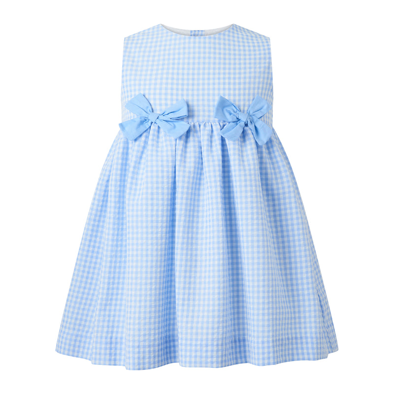 Check Bow Dress, Blue