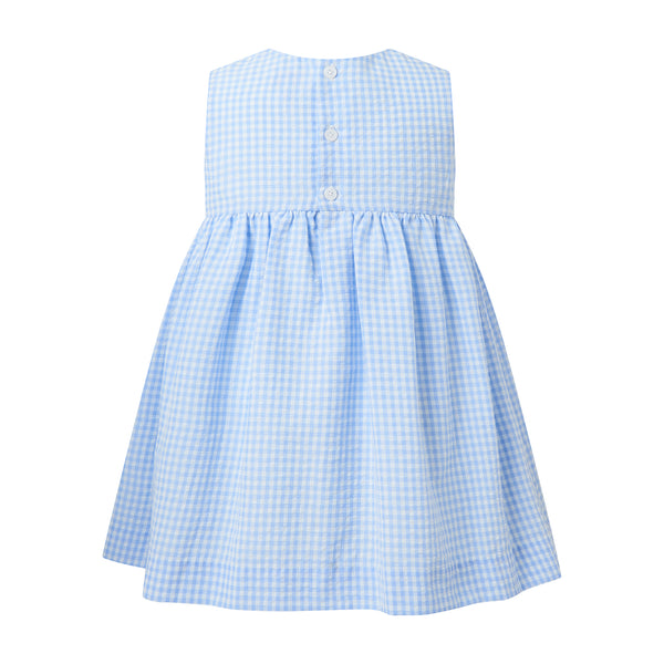 Check Bow Dress & Bloomers, Blue