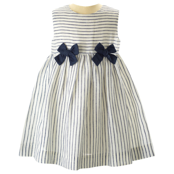 Stripe Linen Bow Dress