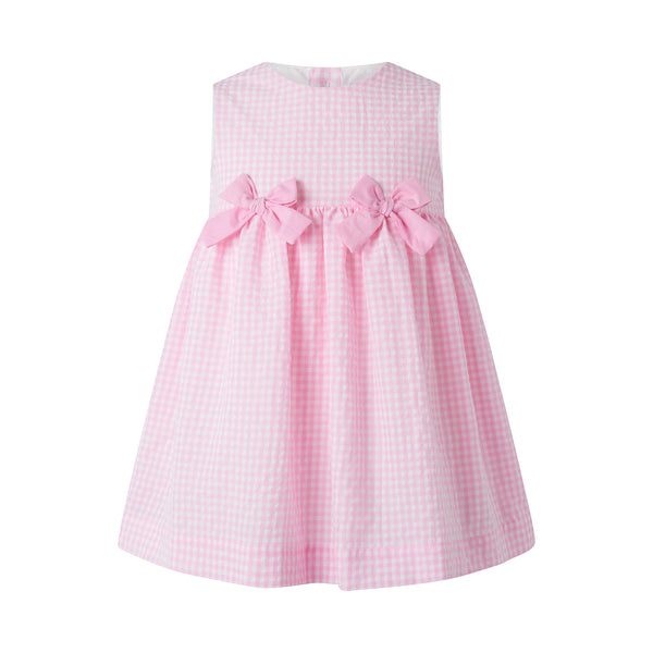 Check Bow Dress, Pink