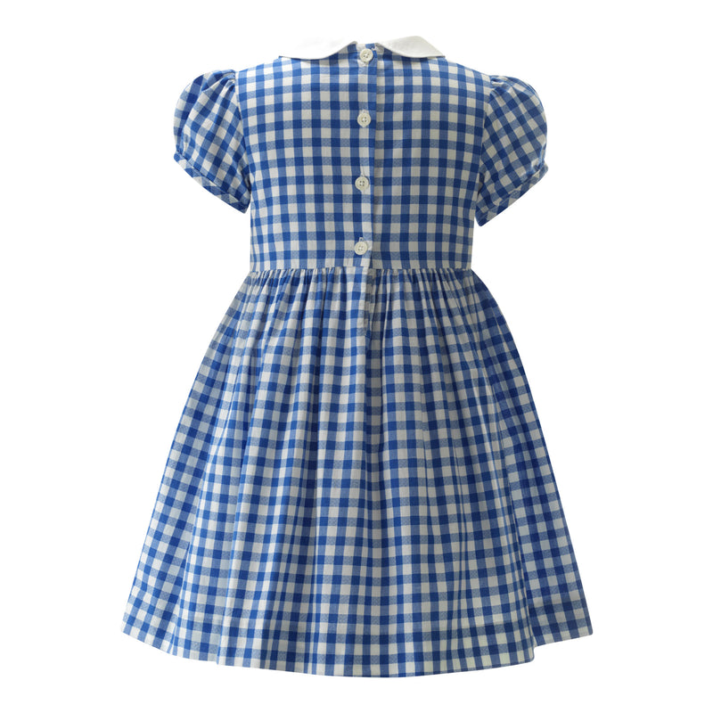 Daisy Check Smocked Dress, Blue