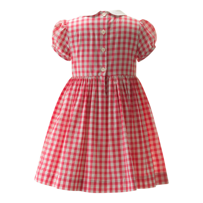 Daisy Check Smocked Dress, Pink